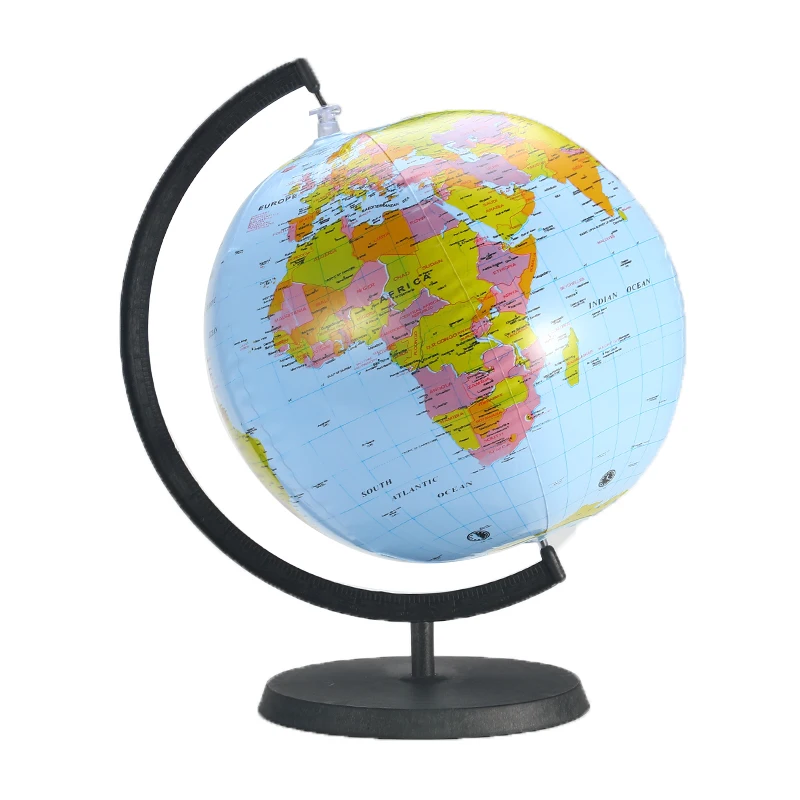 

Inflatable World Globe Earth With Holder 30cm Teaching Geography Map Beach Ball Kids Educational Toy Miniatures Office Gadgets