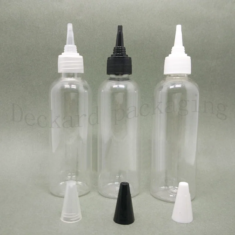 50pcs 100ml clear empty plastic bottles with pointed mouth top cap, 3.5oz FDA DIY PET food