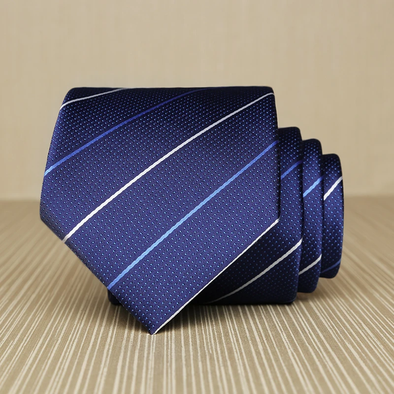 Elegant Men Ties Designers Fashion Business Blue Striped Necktie Luxury