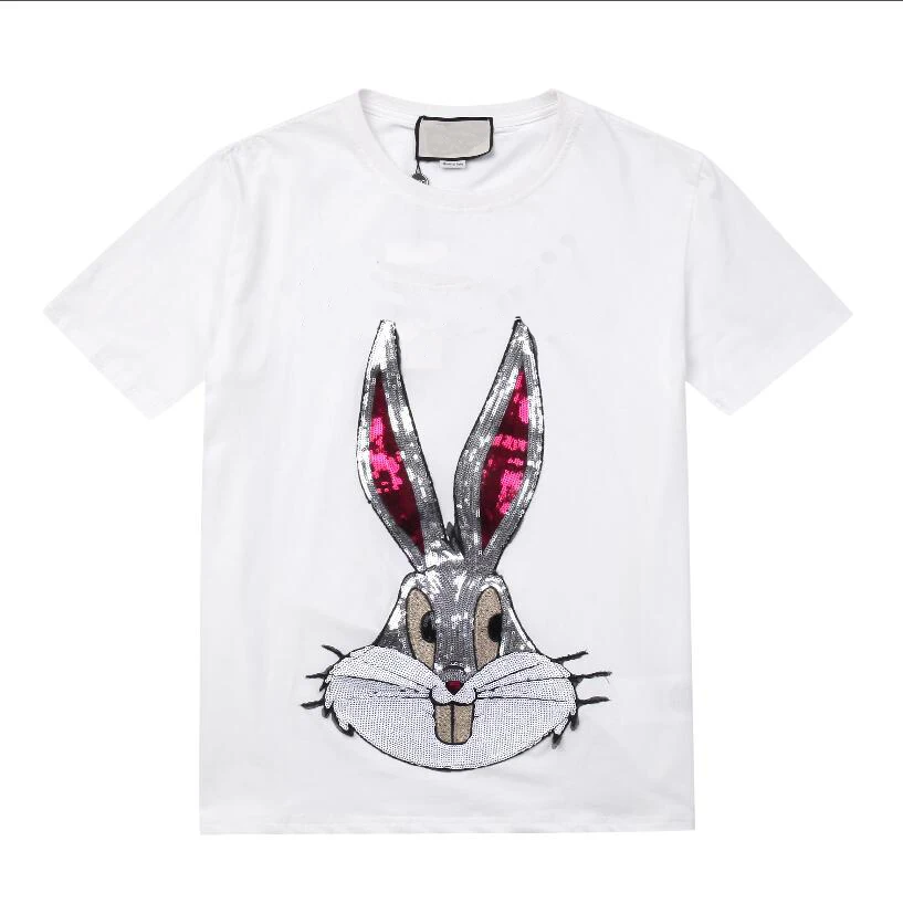 

2019 new summer t shirt women print rabbit lette patter casual women t-shirt cotton brand women t shirt size S-XXL High quality