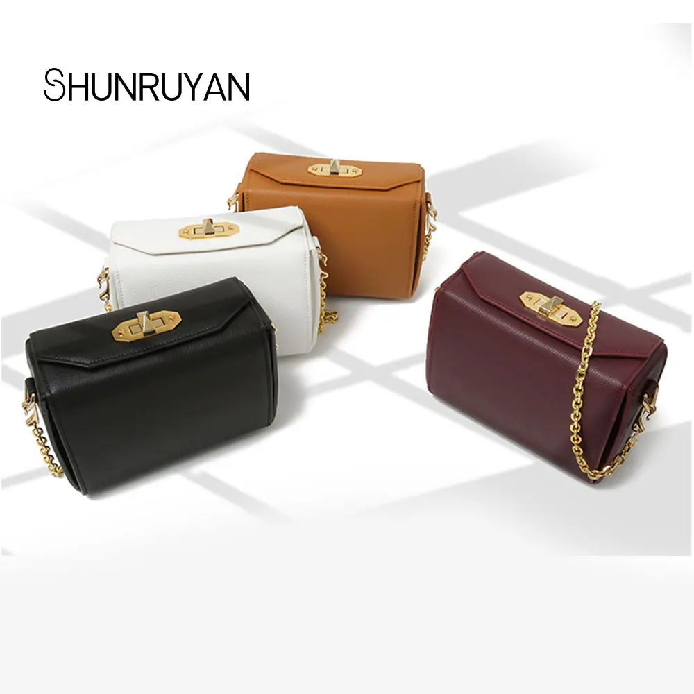 

SHUNRUYAN new fashion brand design High quality Genuine Leather Snake head Buckle Stars model shoulder bag ladies cross body bag
