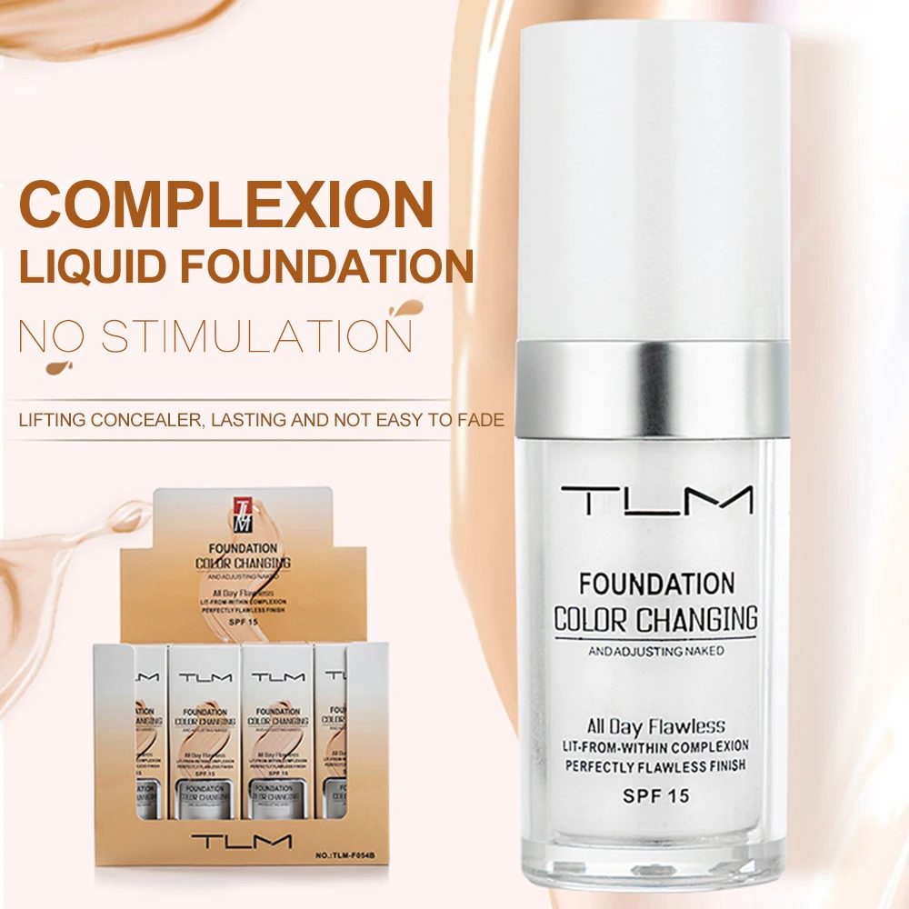 

30ml Tlm Color Changing Liquid Foundation Makeup Change To Your Skin Tone By Just Blending Makeup Base Nude Face Cover Concealer