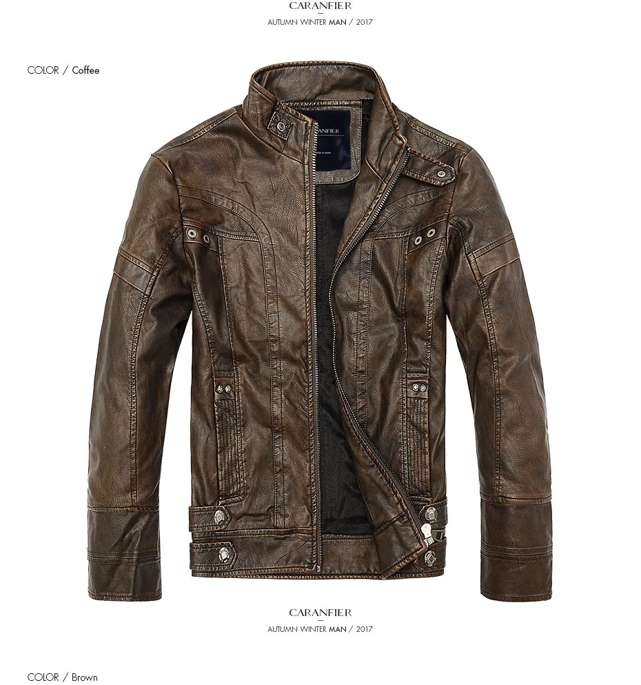 Мужские кожаные куртки CARANFIER, мужская куртка высокого качества, Классические ковбойские куртки для мотоцикла, велосипеда, мужские толстые пальто, стандартный размер США