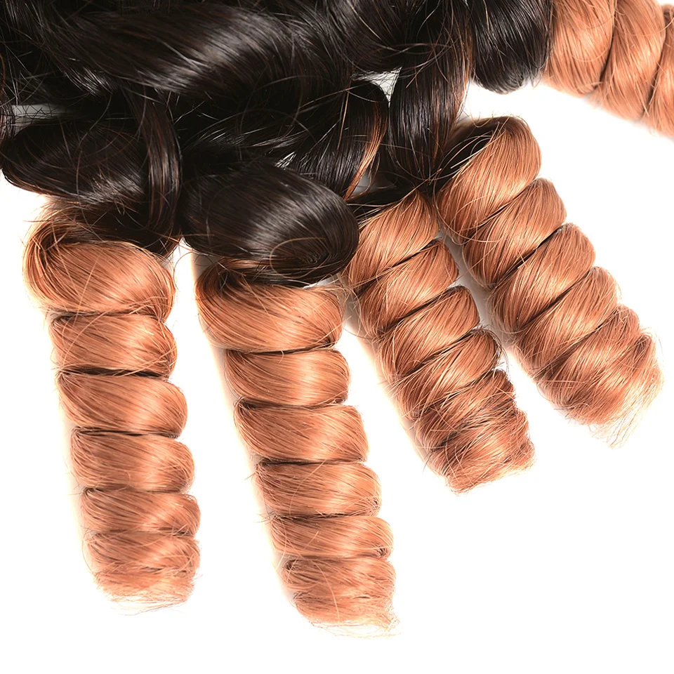 Sexay Funmi Curl Ombre Human Hair Weaves 3 Bundles One Pack T1b 30