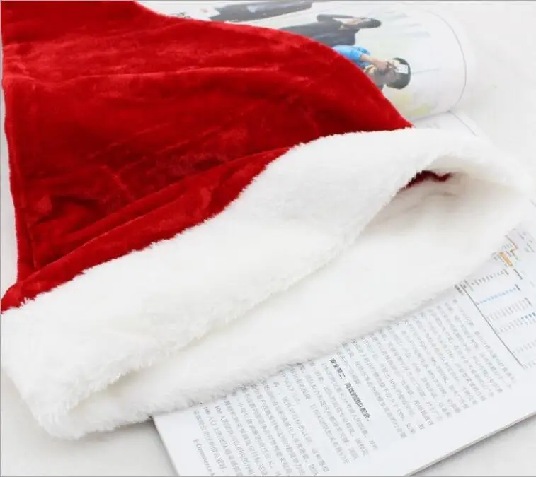 Christmas Hat Adult Christmas Party Cap Red Plush Hat Santa Claus Costume Decoration Gift 1pcs