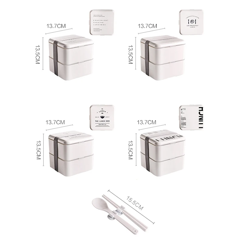 Microwave Bento Box Japanese Style Student Cartoon Letter Food Storage Container White Portable Lunch Box With Compartments