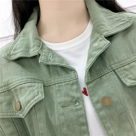 jaqueta jeans feminina colorida