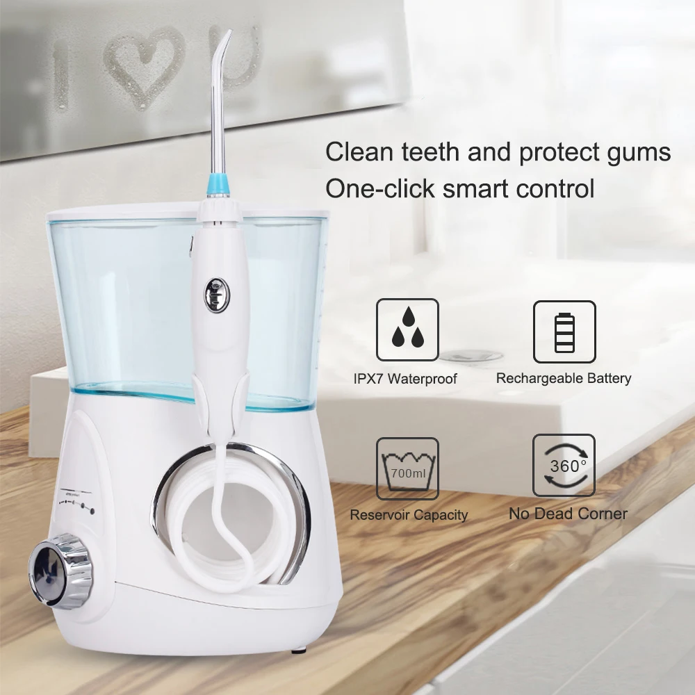 

5 Tips Electric Dental Flosser 700ml Water Tank Portable Oral Water Flosser Irrigator Water Irrigation Jet Nozzles Hygiene V600G