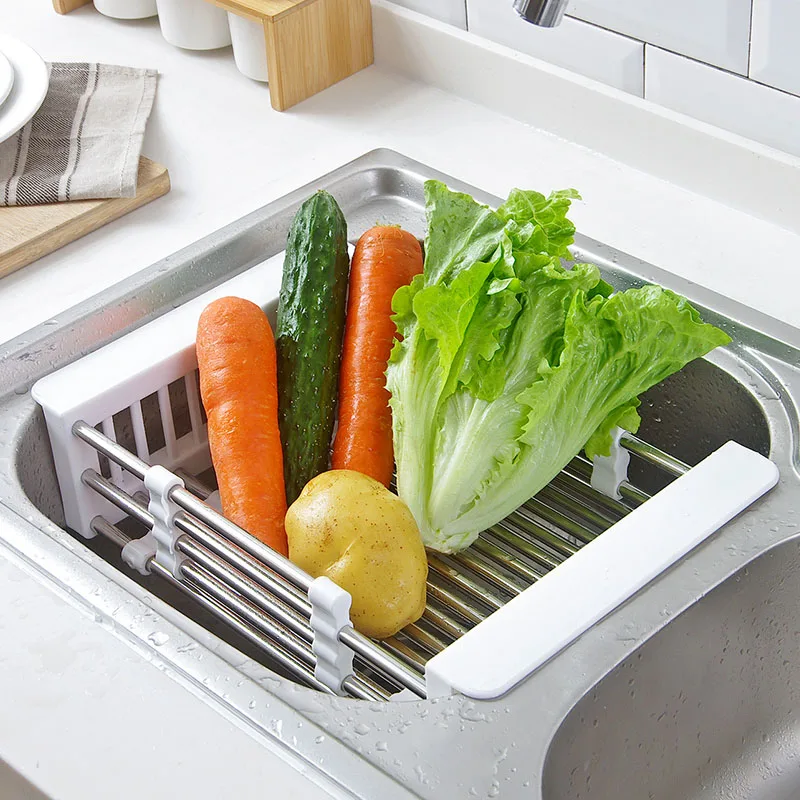 Economical Retractable Sink Water Filter Rack Drain Basket Stainless Steel Kitchen Sink Dish Drainer Counter Best Price