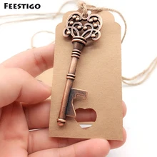 

FEESTIGO 30sets/lot DIY Wedding Souvenirs Vintage Key Bottle Opener With Tags Wedding Favors Wedding Gifts For Guest Party Favor