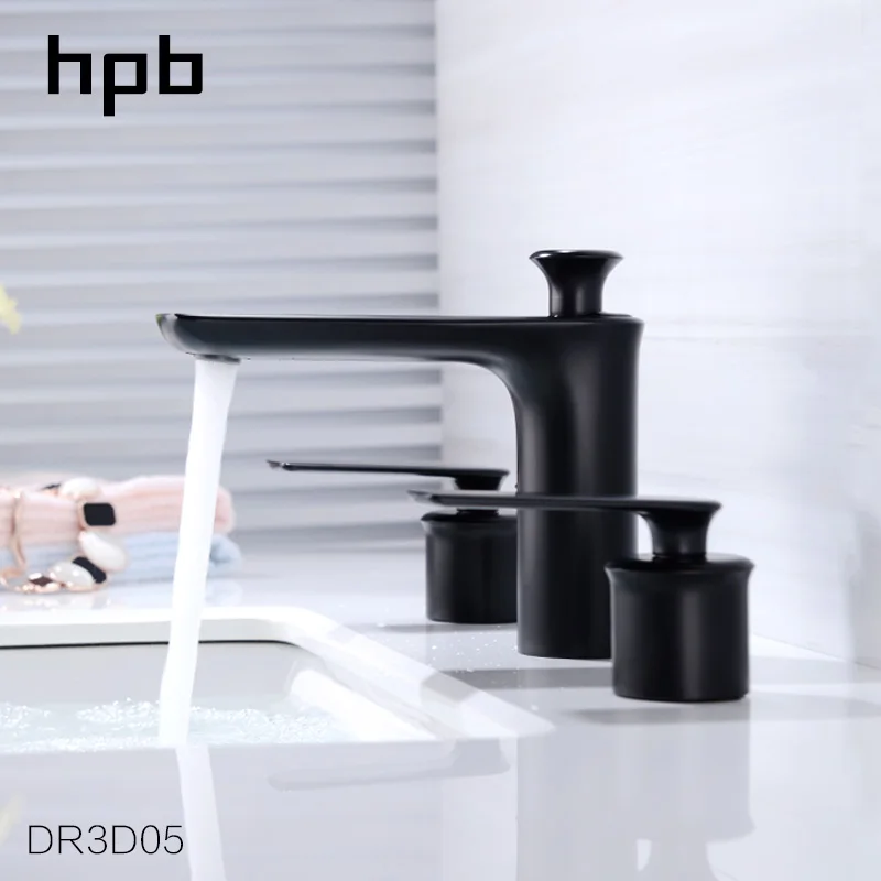 

HPB Commercial Solid Brass 8 inch Widespread Bathroom Faucet Lavatory Basin Sink Tap Lacquered Black DR3D05