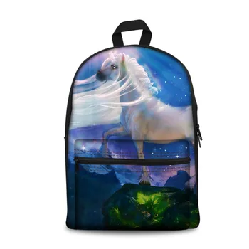 

3D Newest Rainbow Horse Girls Boys Ladies Teenagers Travel Fashion Daily Schoolbag Backpack Women's Canvas Backpack School Bag