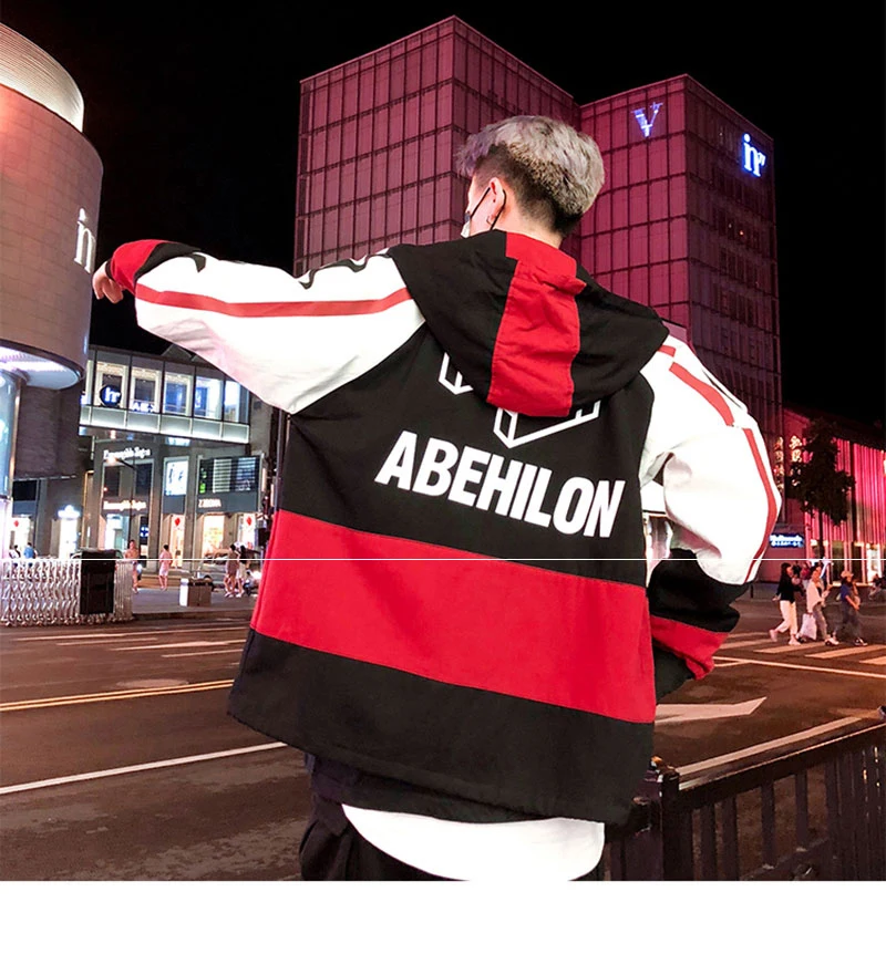 Autumn Spring Jacket Windbreaker Korean Men Hip Hop  (3)