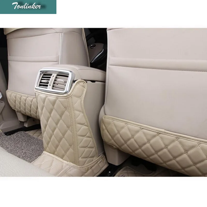 Tonlinker 3 pcs car styling pu leather seat back kick pad decoration sticker Cover Case Stickers