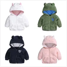 Новое зимнее пальто для малышей утепленная Вельветовая куртка из хлопка куртка с капюшоном для мальчиков и девочек, верхняя одежда для малышей от 0 до 18 месяцев, для новорожденных