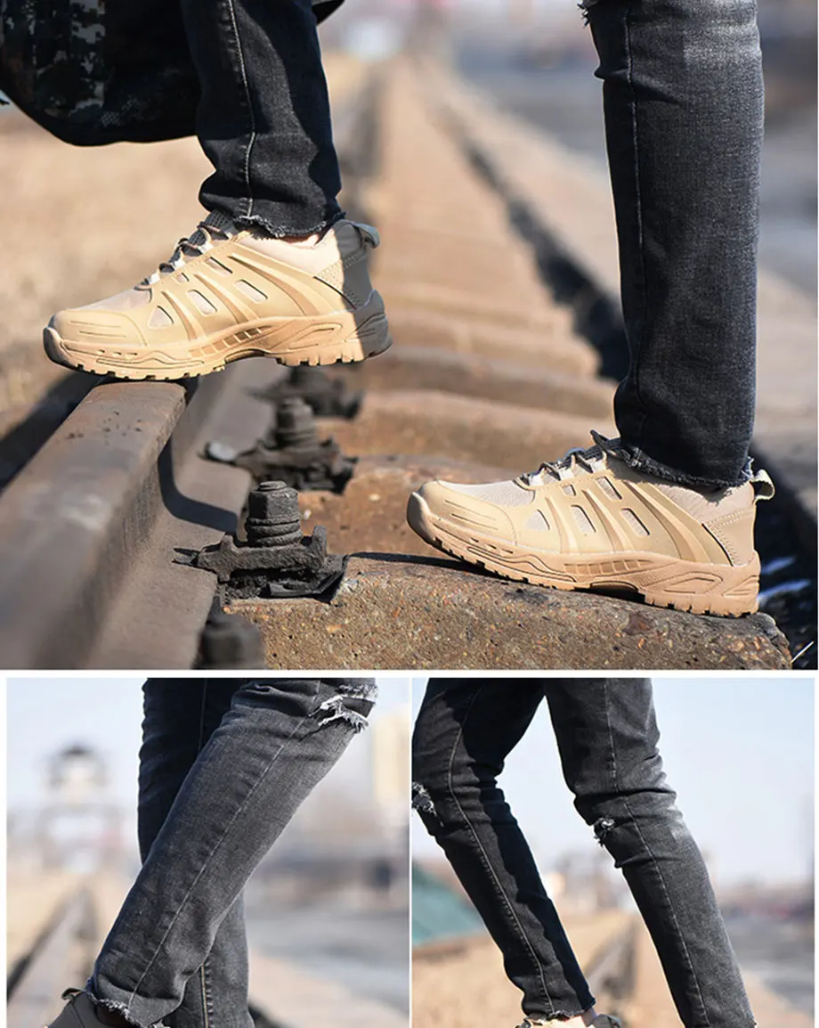 Защитная обувь для мужчин; кроссовки; рабочие ботинки со стальным носком; противоскользящая прокалывающая конструкция; безопасная обувь; Повседневная модная дизайнерская обувь