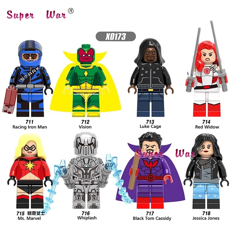 

Single Super Hero Luke Cage Iron Man Vision Whiplash Red Widow Ms. Marvel Cassidy building blocks toy for children