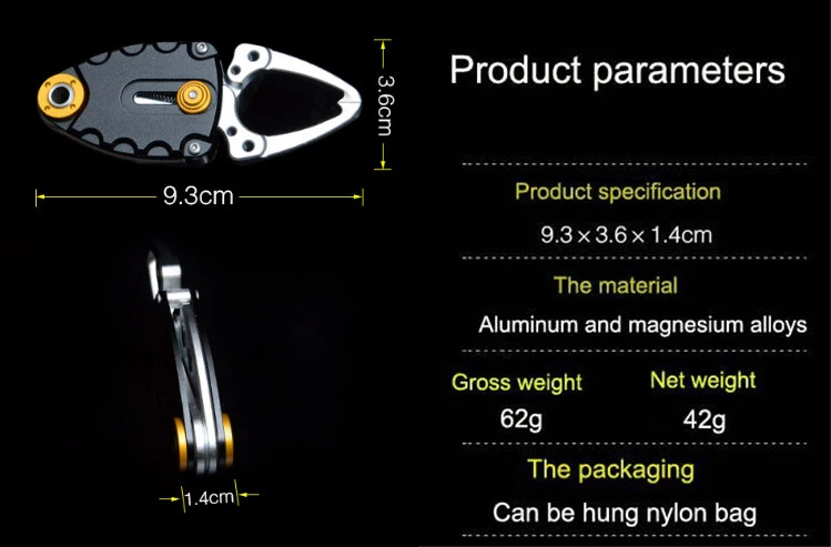 Мини Портативный высококачественный авиационный алюминиевый рыболовный зажим для губ, набор для захвата рыбы, изогнутый носовой инструмент с сумкой для переноски, безопасная веревка