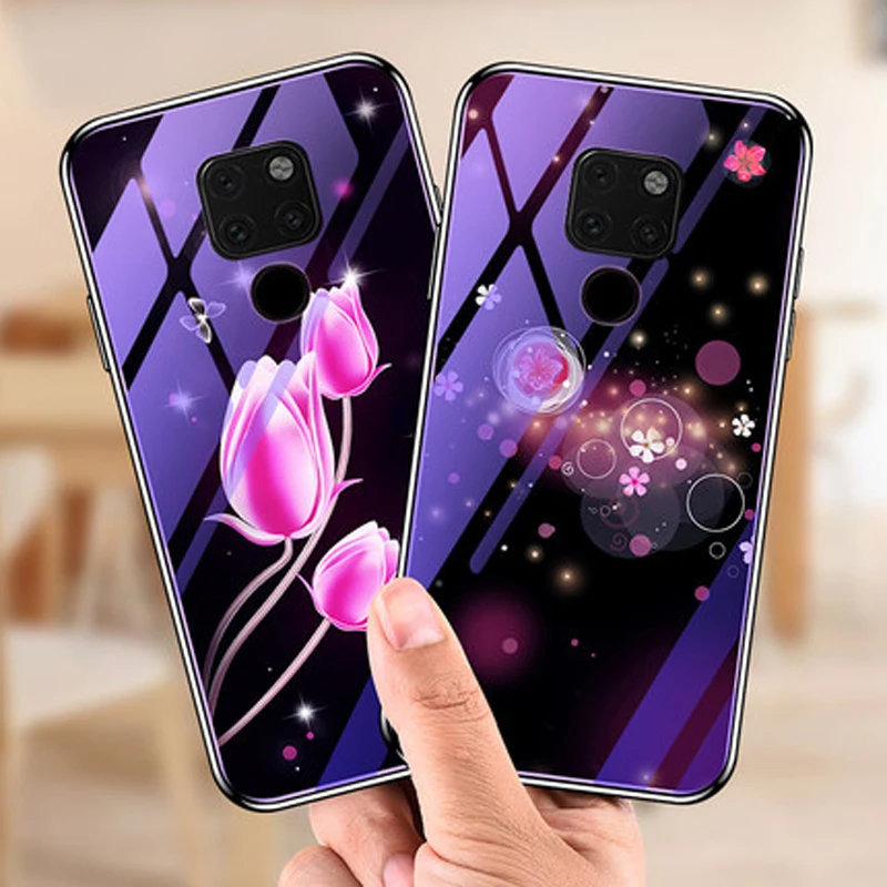 6 53 &quotдля Huawei Mate 20 чехол мультяшный синий закаленное стекло задняя крышка для Mate20