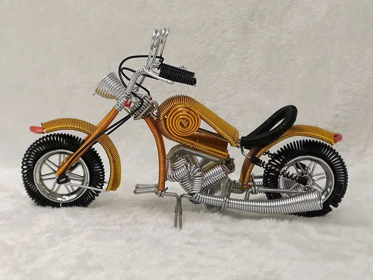 Горячая Ручная работа Harley мотоцикл алюминиевый провод модель ручной работы искусство и ремесла алюминиевый провод модель украшения больше цветов - Цвет: Золотой