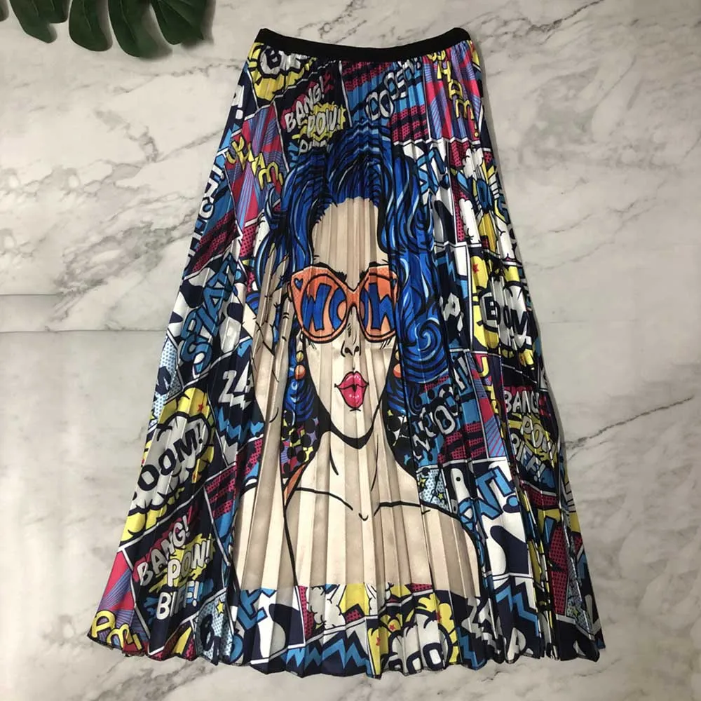 Новая мода Высокая талия женские плиссированные юбки весна лето миди юбки женские s эластичная талия A Line Длинные юбки для женщин