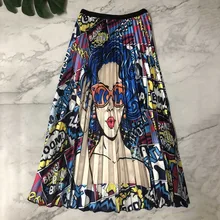 Новая мода Высокая талия женские плиссированные юбки весна лето миди юбки женские s эластичная талия A Line Длинные юбки для женщин