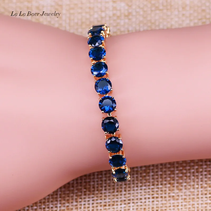 

L&B American Fashion Best Wedding Present Gold Color Fashion Jewelry Blue Stone For Women