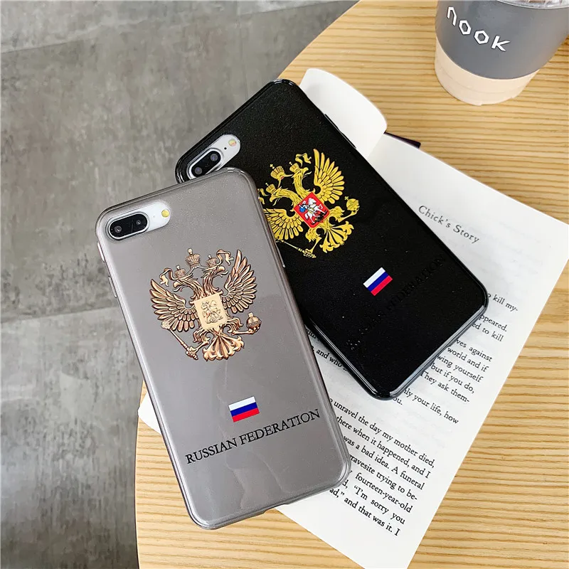 Russia national emblem double head eagle Glossy glitter phone case for iPhone 6 6s Plus 7 8 X XS XR MAX |