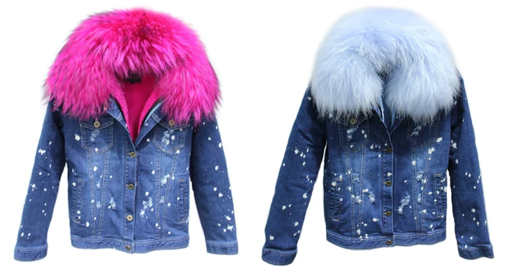 NewBang/брендовая джинсовая Женская Роскошная куртка с капюшоном и большим воротником из меха енота; теплая меховая теплая парка; зимняя куртка для женщин