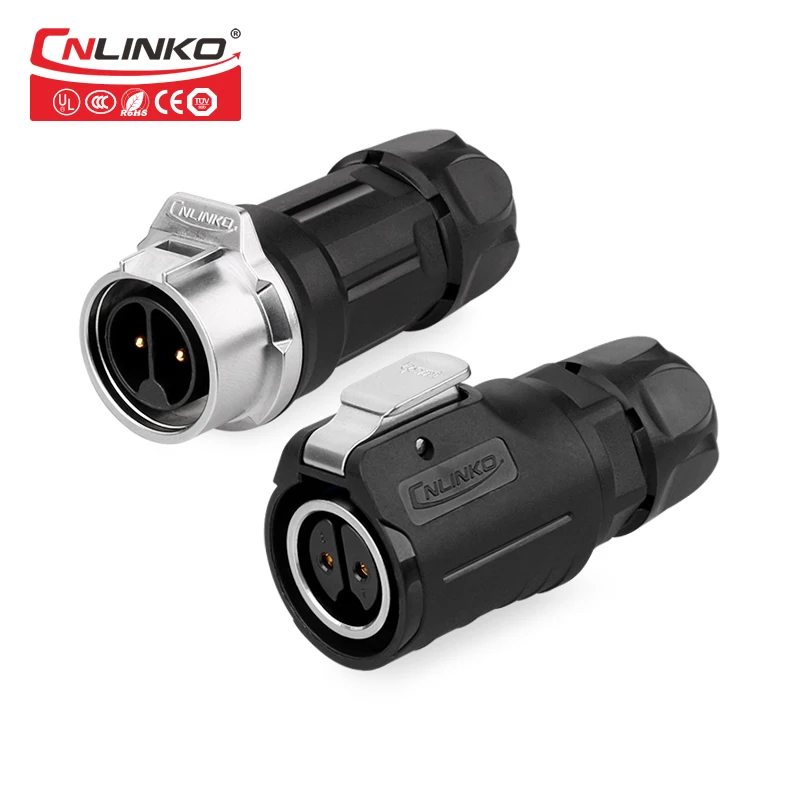 

CNLINKO Male Female Plug and Cable Connector 2 Pin Low Voltage Electrical Outlet Waterproof Plastic Power Soldering Connector