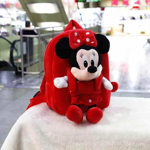 Mini Mickey Mouse Backpacks Cartoon Minnie Mouse Plush Backpacks with Detachable Doll Baby Backpack for Kindergarten Cute Doll 1