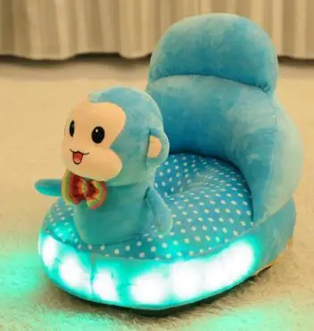 BBSONG детское светящееся пение диван мультфильм животное дети плюшевое поддерживающее кресло Младенческая небьющаяся спина обучение сидение сиденье - Цвет: Blue Monkey Style