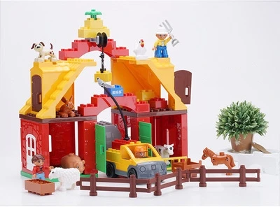 2 комплекта большой размер большие кирпичи Happy Farm Happy Zoo животные строительные блоки совместим с Duplo Фигурки игрушки для детей подарок