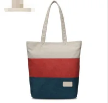 1 peça Mulheres stripped praia bolsa ocasional das mulheres saco de compras da lona bolsas femininas 32*9*33 cm