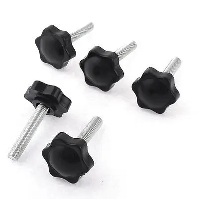 

1/16"PT x 1.6" Thread Screw On Type Star Clamping Knob Grip 5 Pcs