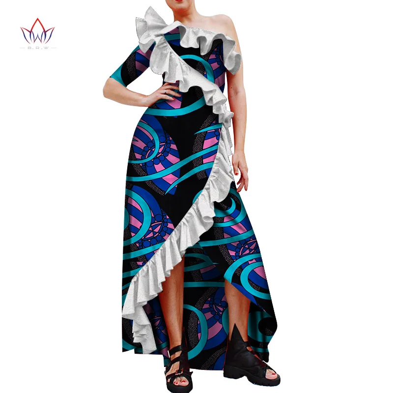 2019 африканские платья с принтом для женщин Базен Riche chiffons Длинные платья Вечерние платья Vestidos традиционная африканская одежда 4752