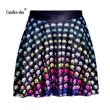 

CANDICE ELSA woman skirts digital printing wholesale beat peas series pleated skirt Skt1118