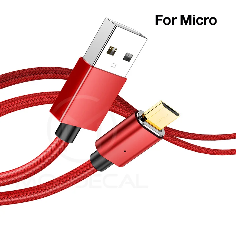 MOOJECAL, магнитный кабель USB кабель с нейлоновой оплеткой Магнит Micro USB кабель для быстрой зарядки и передачи данных линии Зарядное устройство для подключения кабеля к кабелю для Xiaomi samsung Android - Тип штекера: Red Micro