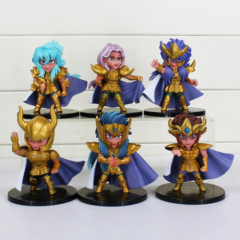 6Pcs/Set Anime Saint Seiya The Gold Zodiac Figures Sagittarius Hyoga