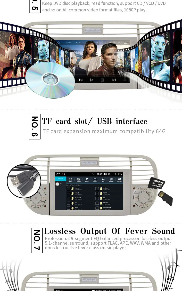 Top JDASTON 1 Din Android 8.0 Car Radio For Fiat 500 Abarth 2007 2008 2009-2015 Multimedia GPS Navigation Canbus Autoaudio Stereo 4