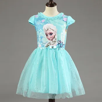 

Brand Girl Dress Summer Toddler Girls Clothes Lace Sequins Princess Anna Elsa Dress Snow Queen Halloween Party Costume 3-7Y