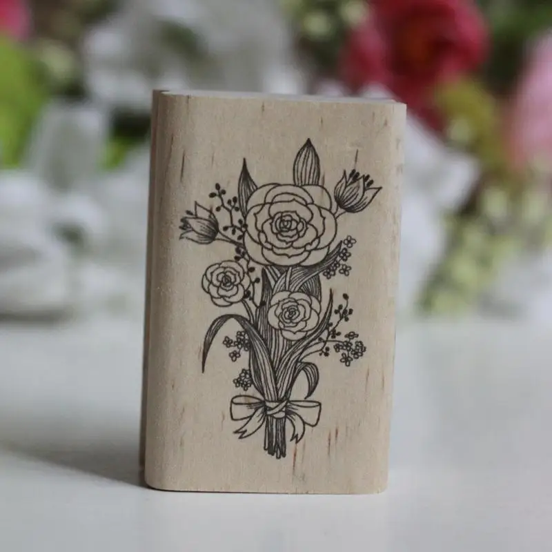 DIY rose design rubber wooden stamps for carimbo diy postcard or