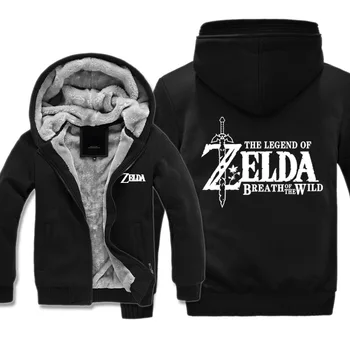 

High Quality The Legend of Zelda Thicken Hoodie Adult Men Women Anime Zipper Coat Jacket Sweatshirt Cosplay Costume Plus Size
