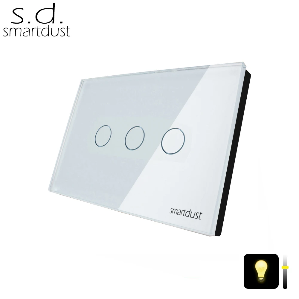 Smartdust 3 Gang 1 Way AU/US Type Light Touch Regulator Switch, Homekit