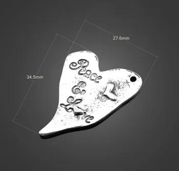 

100pcs Antique Silver Alloy Love Heart Charm Pendants-DIY Findings Necklace Bracelet Metal Fashion Bag Accessories 22.4mmX21.6mm