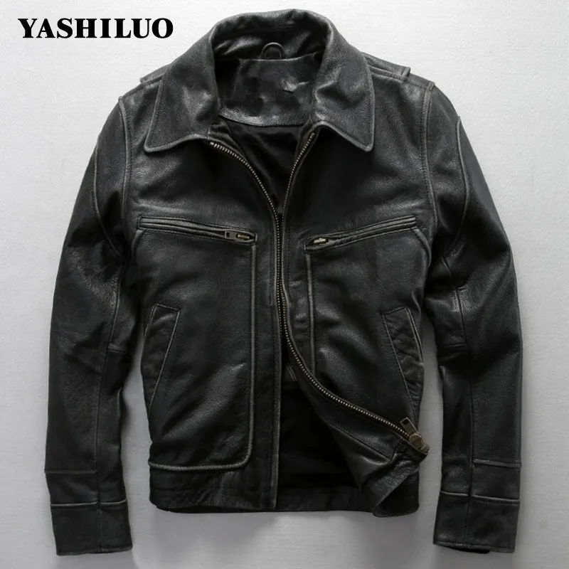 

New Avirex Fly Real Leather Jacket David Backham Style Turn Down Collar Skin Wind Jacket Men's Leather Coat Motorcycle Jackets