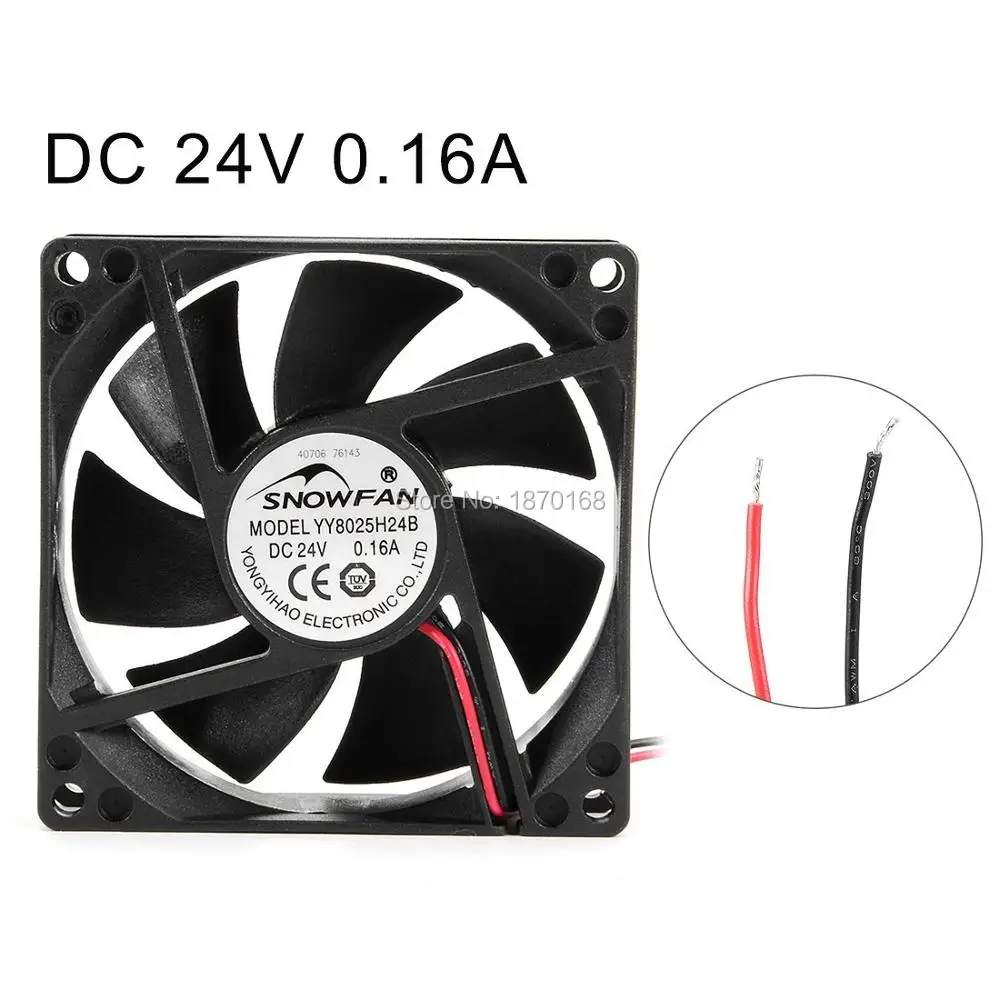 

GH8025 DC 24V 0.2A Cooling Fan 7 Blades 80mm x 80mm x 25mm 8025 2 Wires
