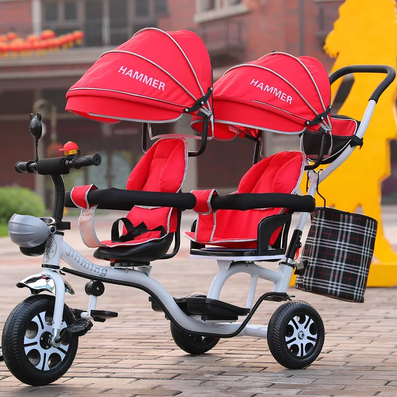 

Twins baby stroller With foot pedal front and back seat baby sport children tricycle twins stroller bicycle rotary seat