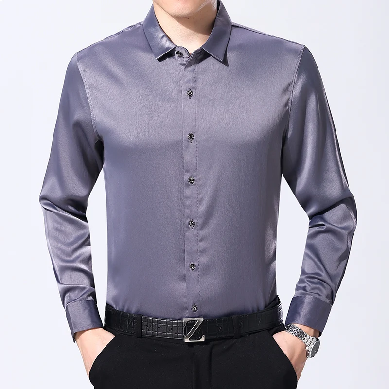 camisa social masculina seda