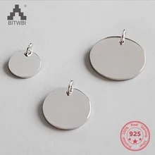 Подлинный 925 пробы Серебряный Модный Простой Шарм геометрический глянцевый круглый кулон